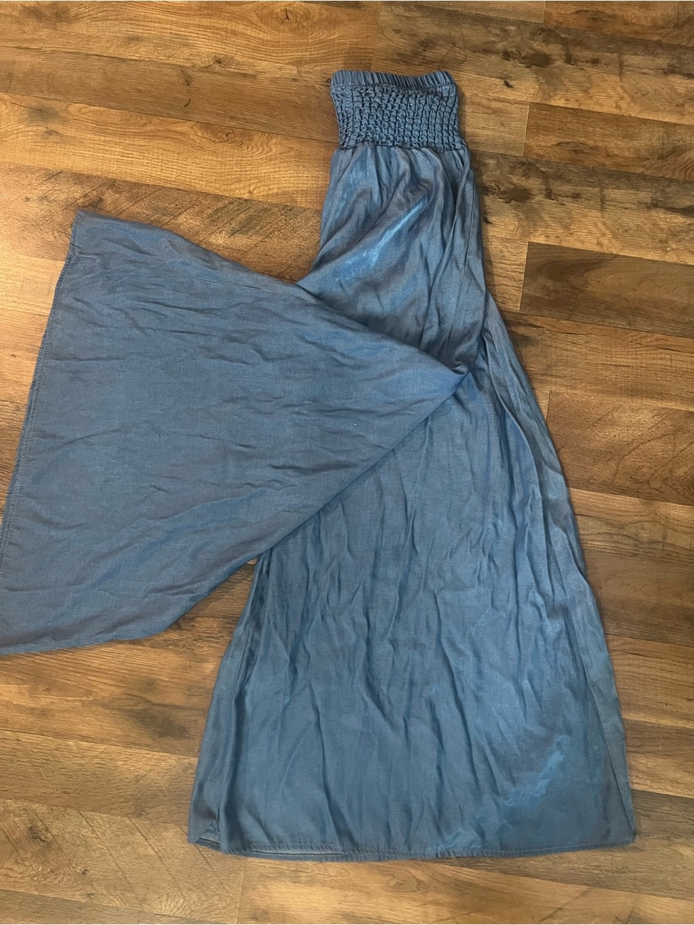 Smocked Waist Wide-Leg Pants in Blue